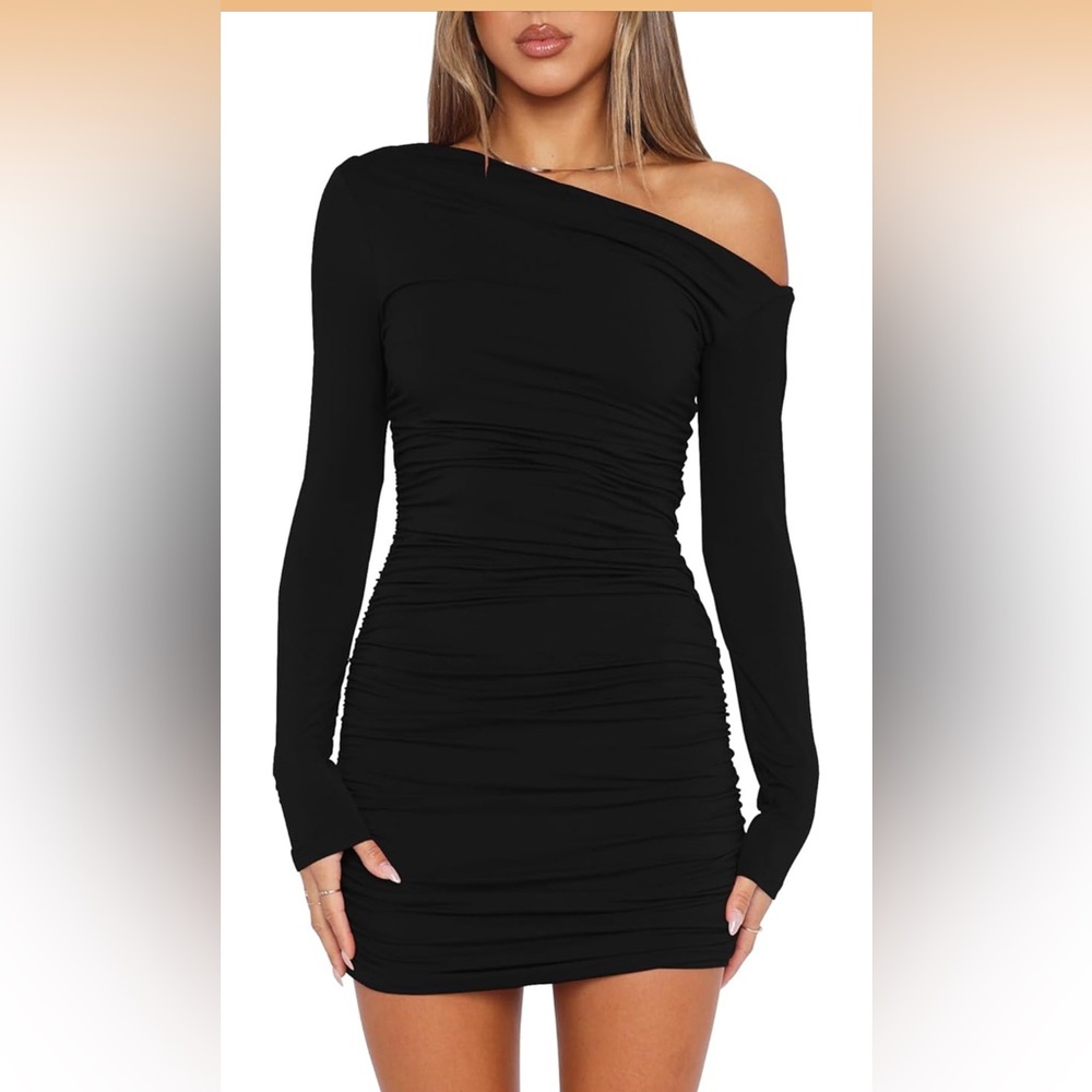 Chic One-Shoulder Black Dress